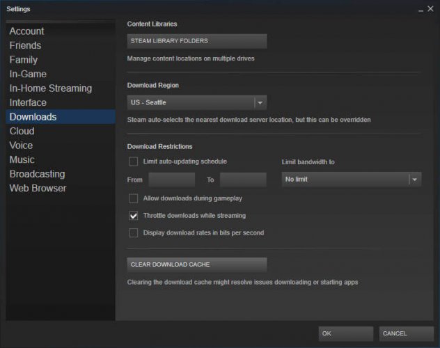 download cache steam Steam not responding