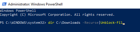 powershell command this file came from another computer and might be blocked to help protect this computer windows 10