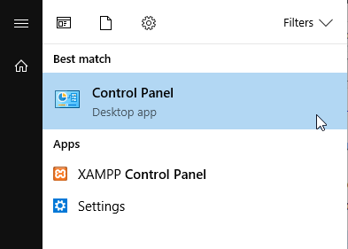 control panel search shared folder