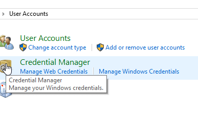 credential manager can't access shared folder