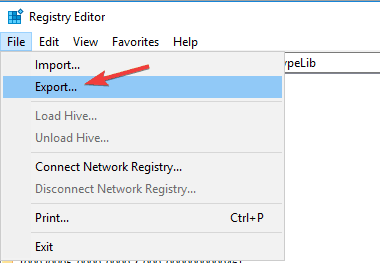 export registry exe files not opening