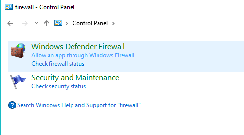 windows defender firewall Error Connecting Server