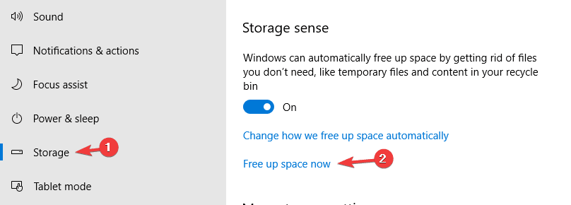 free up space can't upgrade to Windows 10