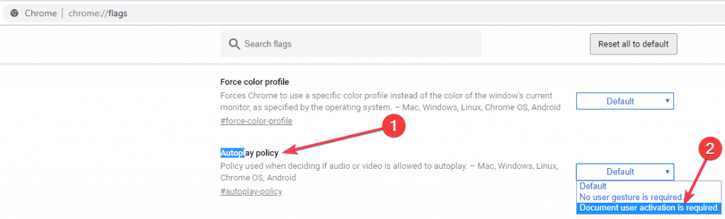 chrome autoplay policy settings