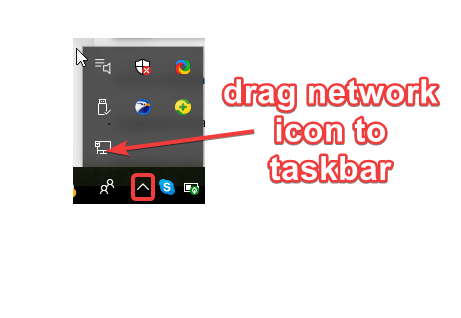 drag network icon to taskbar