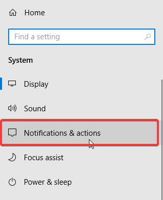 windows 10 notifications & actions settings
