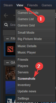 screenshots menu steam screenshot folder