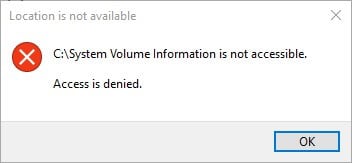 System Volume Information folder access denied