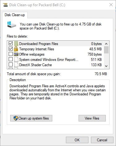 disk cleanup System Volume Information folder