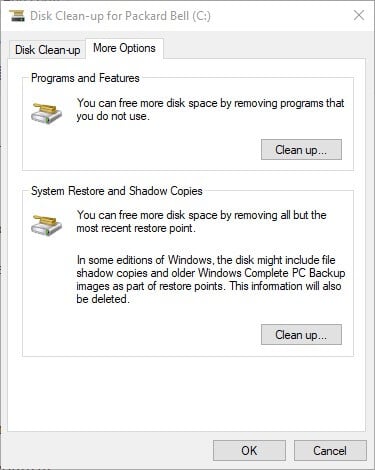 more options disk cleanup System Volume Information folder
