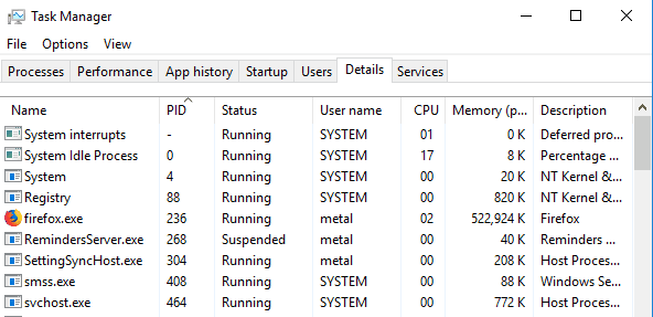 No such interface supported task manager