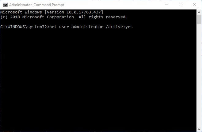 net user administrator /active:yes cmd