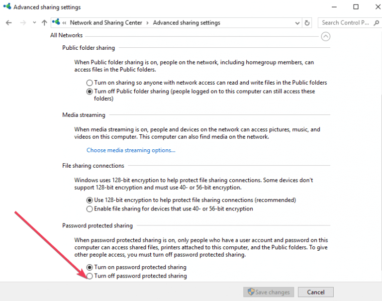 Fix: Password Protected Sharing not Turning Off on Windows