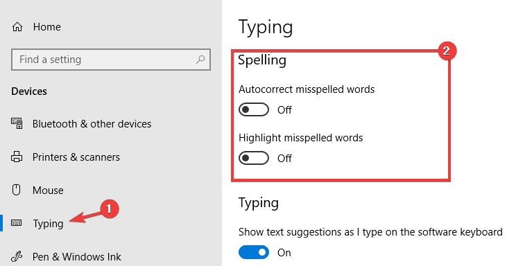typing settings skype spell check disable