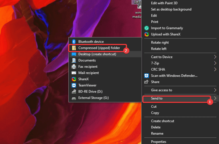 how to zip a word file in windows 10