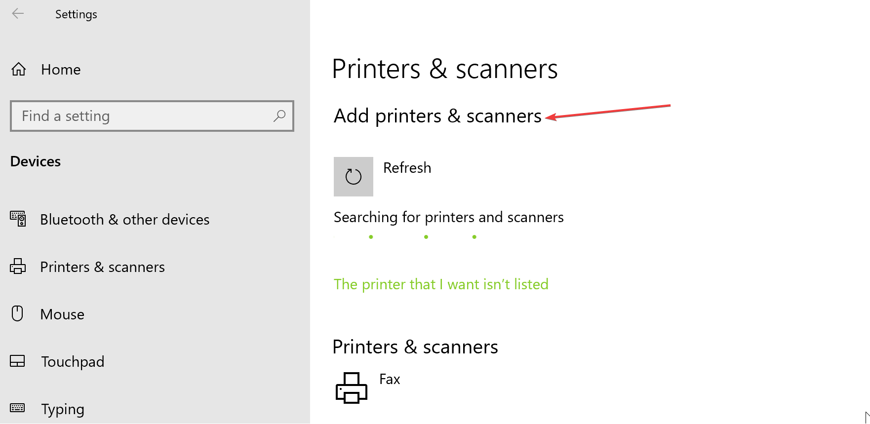 add printers and scanners corrupted printer driver