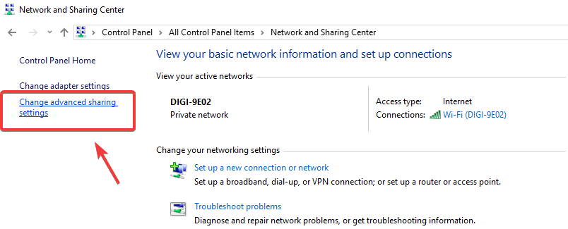 change advanced sharing settings homegroup removed windows 10