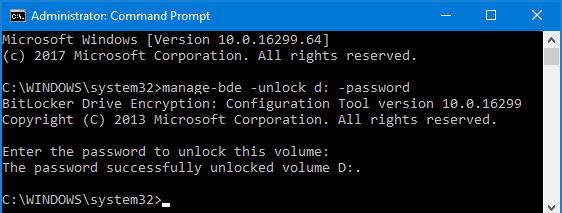 BitLocker Unlock Command Prompt