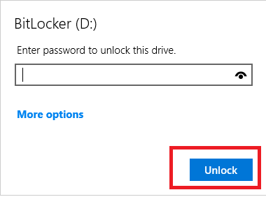 BitLocker Unlock Enter Password