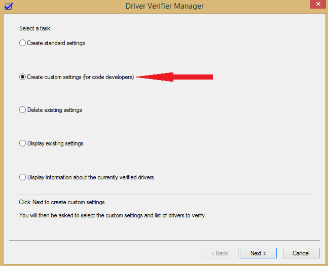 create custom settings driver verifier your computer has a memory problem