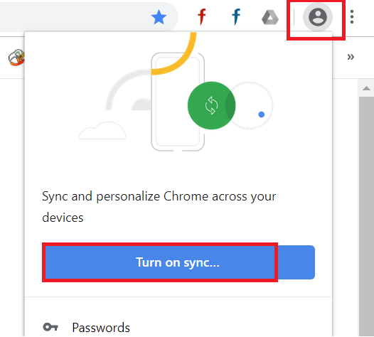 Google Chrome - Profile - Turn on Sync