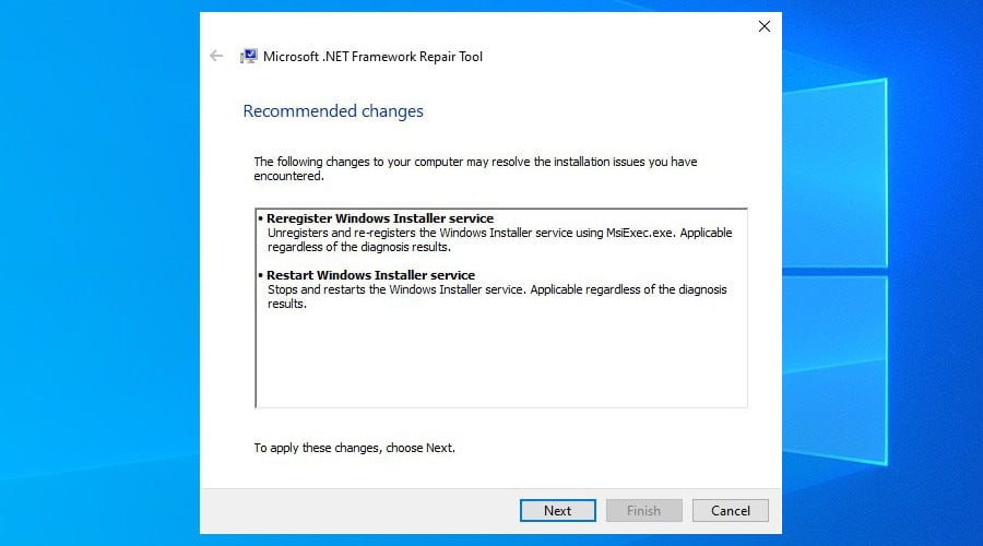 use Microsoft .NET Framework Repair Tool