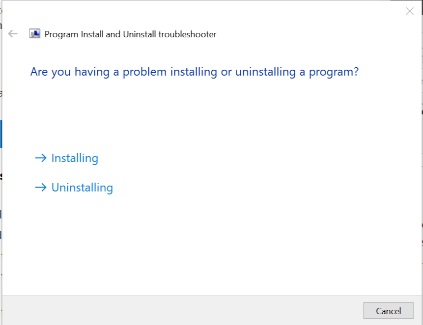 Microsoft troubleshooter Install