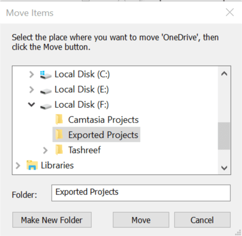 OneDrive- Folder Move - Location E