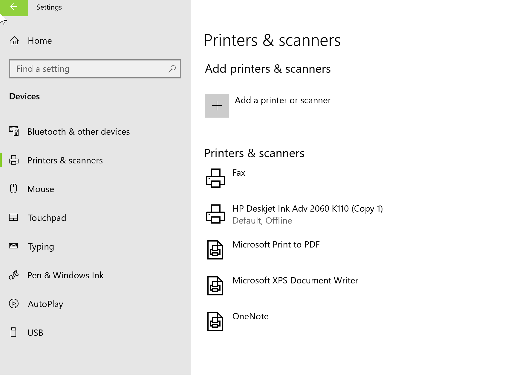 printers and scanners settings corrupted printer driver
