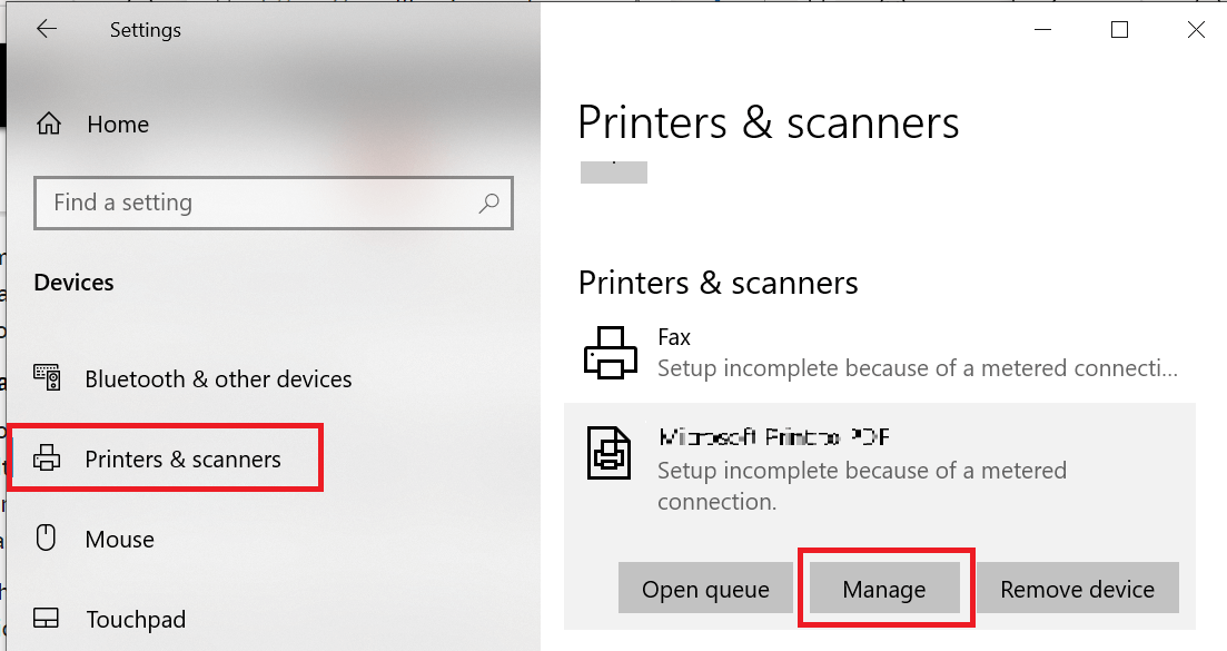 Printers and Scanner - Manager Printer
