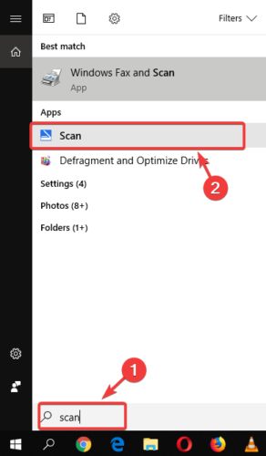 scan app search find scanned documents windows 10