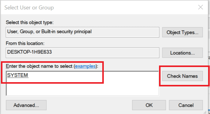 Select User or Group System Task Scheduler