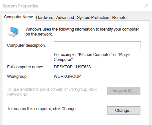 System Properties - This PC join domain option missing windows 10