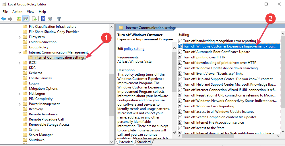 disable Windows Customer Experience Improvement Program