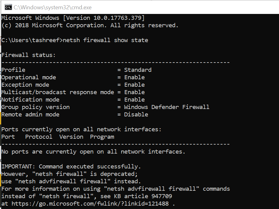 Windows Firewall Blocked Port