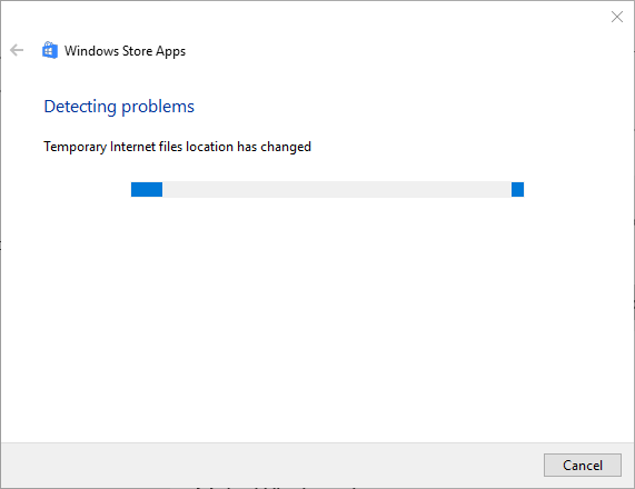 Windows Store Apps troubleshooter detecting problems