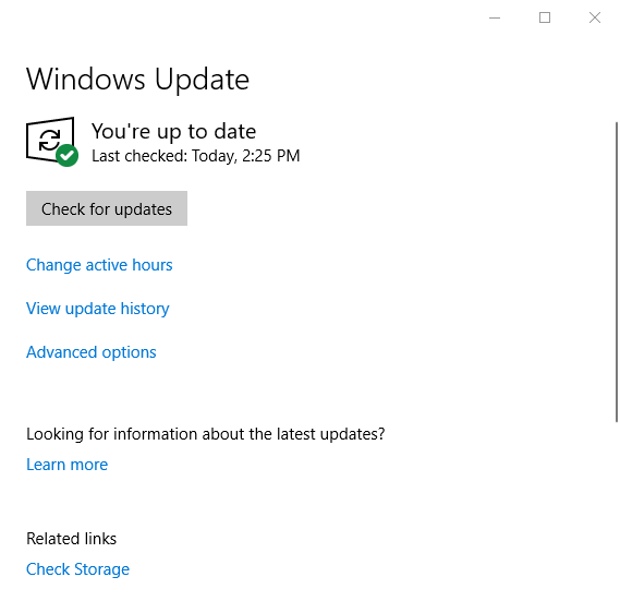 Windows Update check for updates button