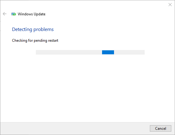 windows update troubleshooter detecting problems