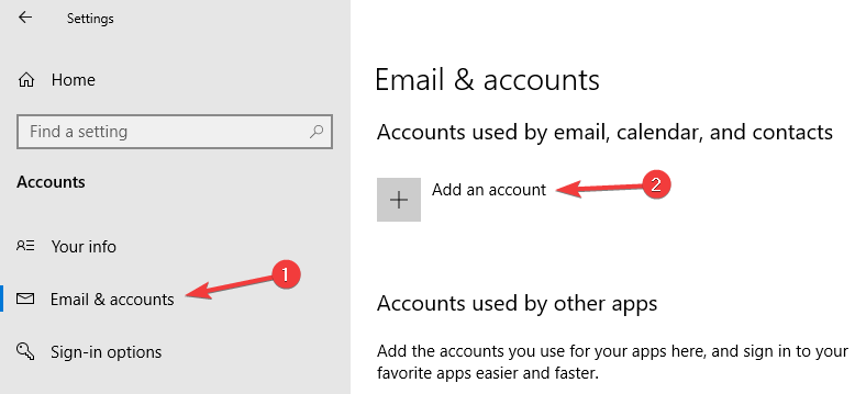 add an account button Outlook data file cannot be accessed 