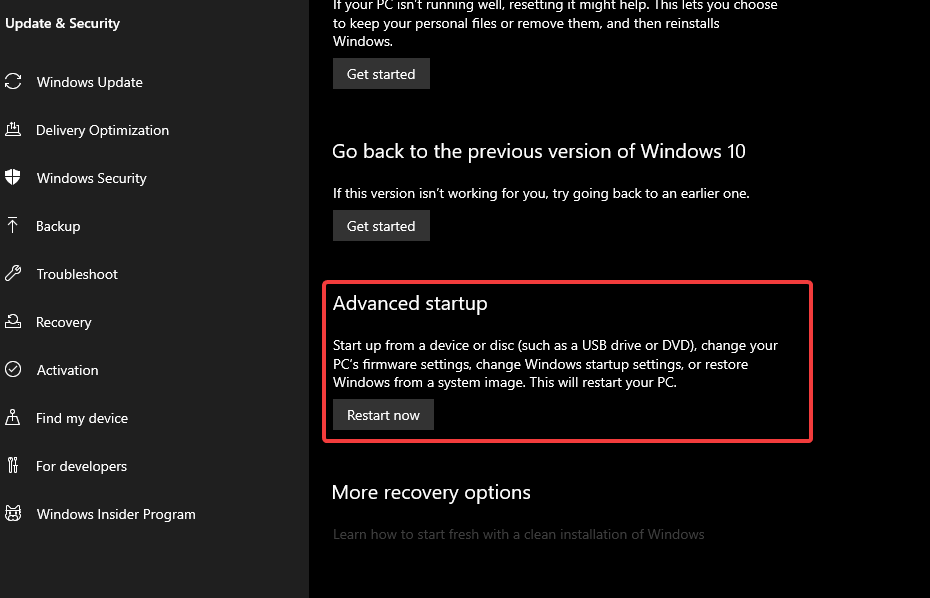 advanced startup can't download nvidia drivers windows 10
