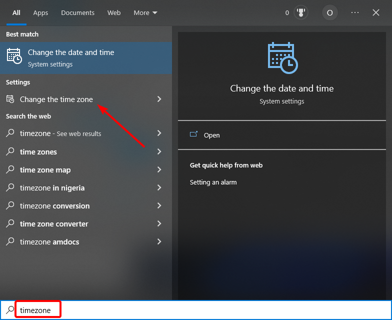 option cant change time zone windows 10