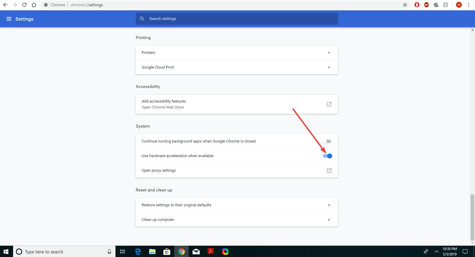 use hardware acceleration image is not displaying in chrome