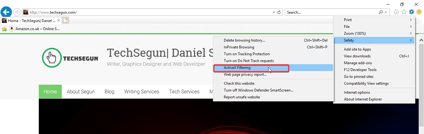your browser does not support or has disabled activex