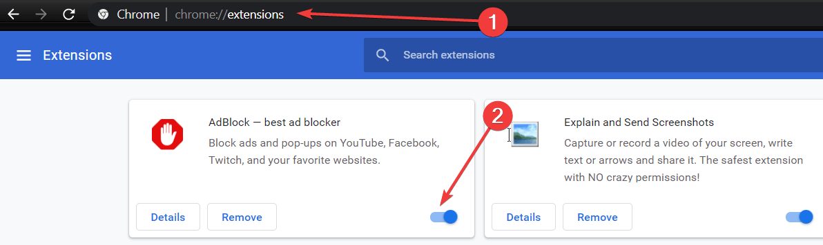 turn off chrome extensions