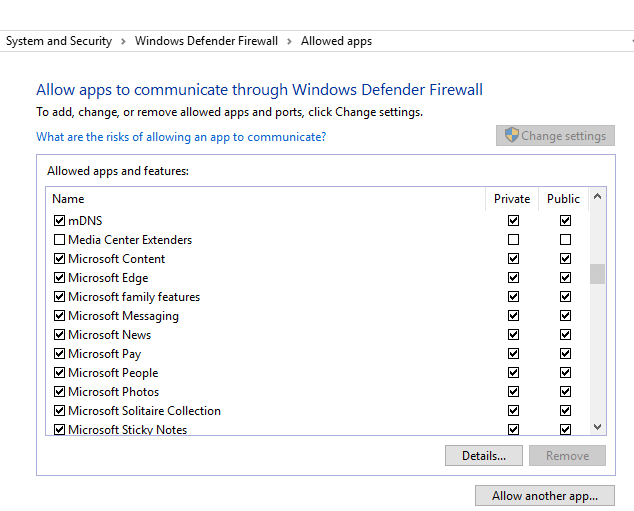 allows apps windows firewall The update source location does not support your system model