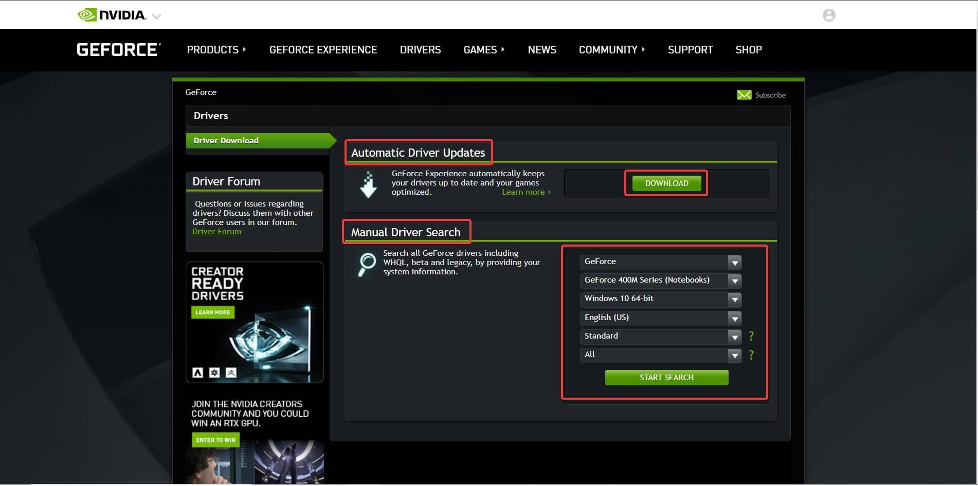 geforce experience download driver