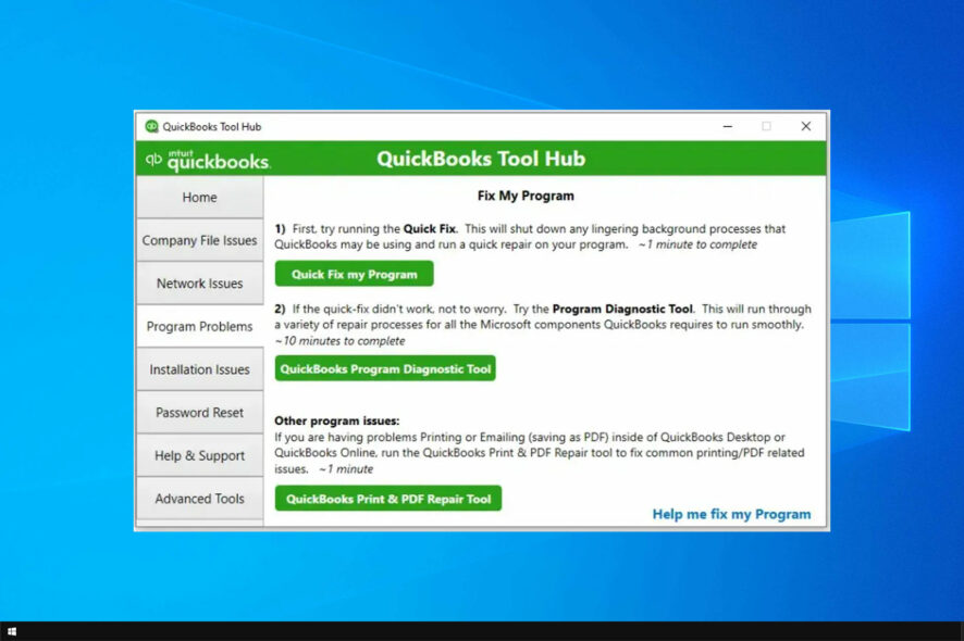 quickbooks tool hub internet connection required