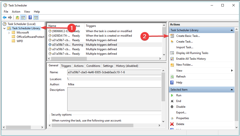 task scheduler create basic task schedule batch file in windows