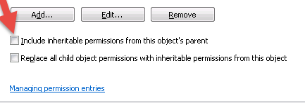 include inheritable permissions You do not have sufficient privileges to delete