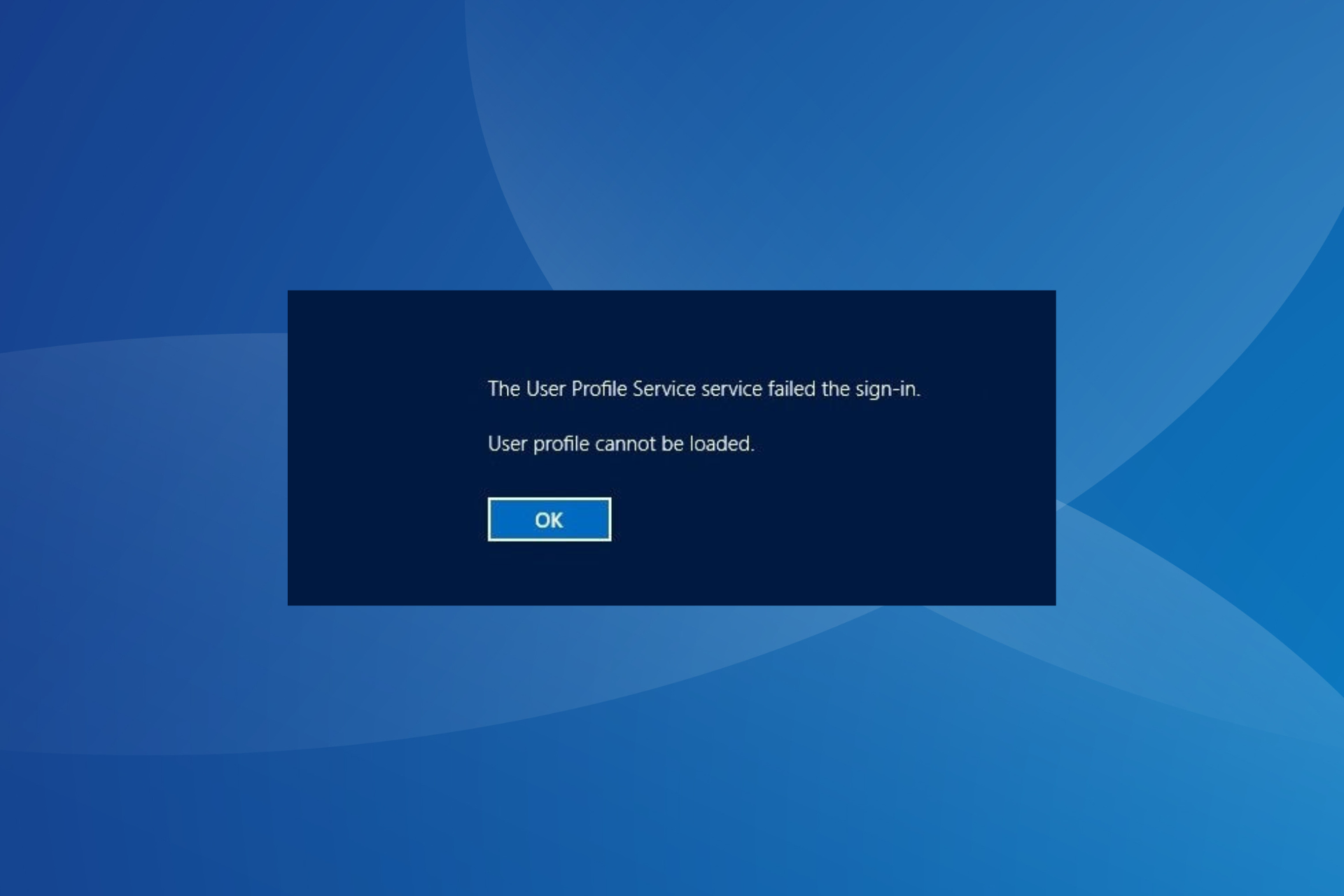 fix the user profile service failed the sign-in on windows 10